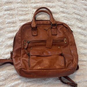 Vintage Tan Leather Men's Backpack